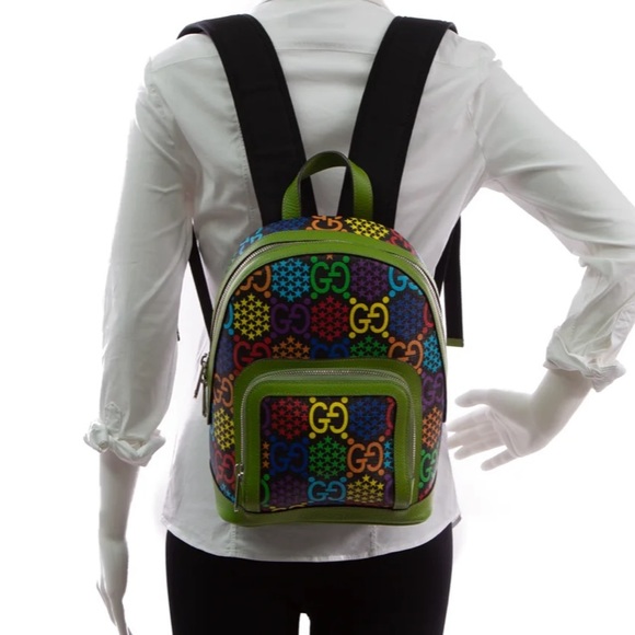 🆕💯% Auth GUCCI Psychedelic GG Supreme Monogram Canvas Backpack Bag Multicolor - Picture 3 of 11